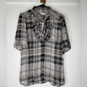 NWT Charlotte Russe Black and White Plaid Blouse